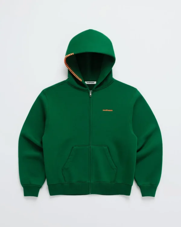 Green Madhappy Classics Fleece Zip Up Hoodie - Madhappy Sale