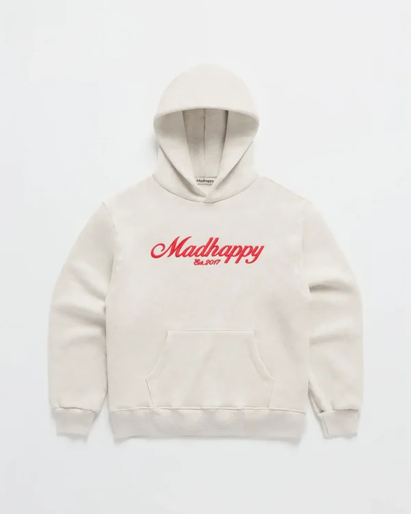 Oatmeal Madhappy Embroidered Signature Fleece Hoodie - Madhappy Sale