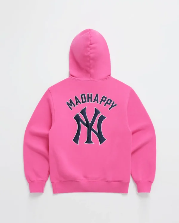 Pink Madhappy Yankees Embroidered Fleece Hoodie Back - Madhappy Sale
